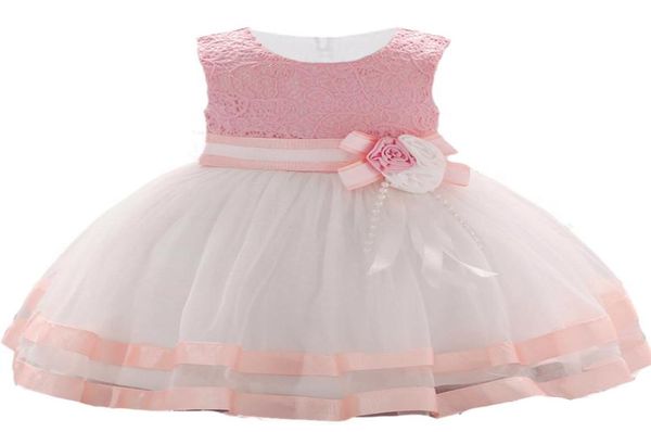 Bambino Bianco Rosa Abito Fiore di pizzo Battesimo Battesimo Vestiti Neonato Capretto Ragazze Compleanno Infantile Abiti da festa Costume da principessa6398085