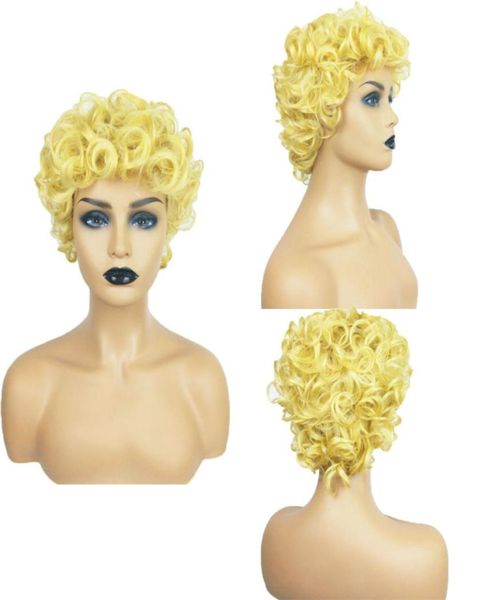 Вьющиеся блондинки синтетический парик имитация человеческих волос парики шиньоны для черно-белых женщин бордовый Pelucas K452667509