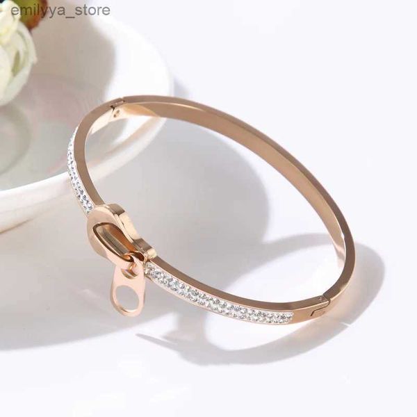Pulseira na moda cristal pulseiras de aço inoxidável para mulheres meninas casamento romântico zíper design jóias charme pulseira
