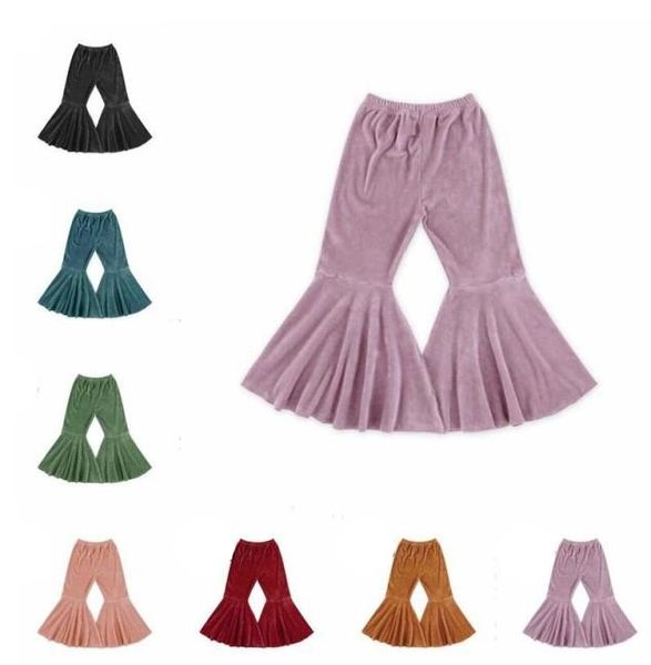 Calças para meninas crianças calças flare sólidas finas calças compridas bebê perna larga calça elástica skinny calças de rua roupas de bebê zyy2798835507