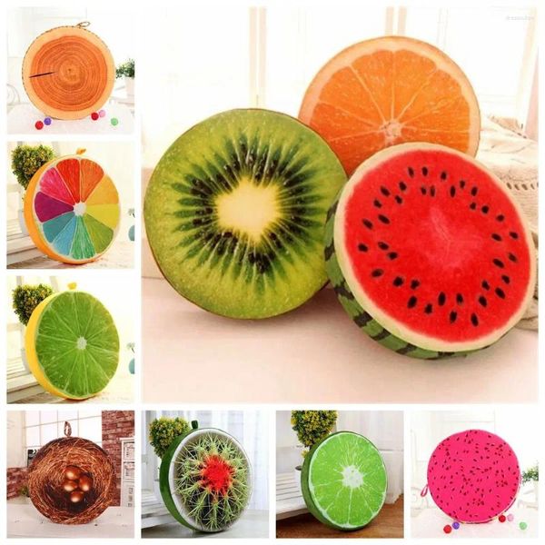 Kissen Runder Stuhlsitz 3D-Fruchtkissen Boden S Wassermelone Orange Plüsch-Überwurfpolster für Esszimmerstühle