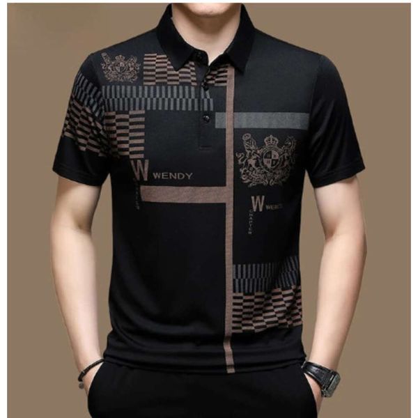 Camisa polo masculina de verão, manga curta, alfabeto 3d, estampa digital, botão, listra, polo, moda, pulôver