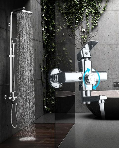 Modern Chrome Rainfall Shower Faucet Single Handle Banheira Mixer Wall Mounted7987520