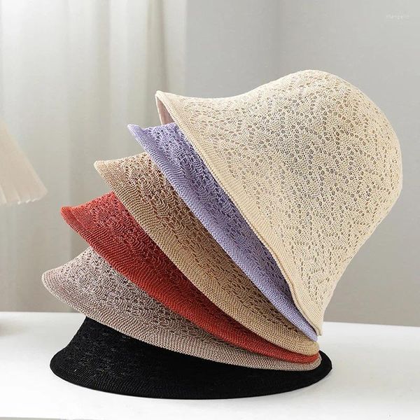 Berets 4 colorways verão balde chapéus boné para mulheres dupla camada primavera pescador chapéu ao ar livre dobrável suncreen praia atacado