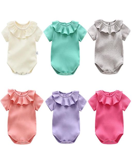 Retailwhole bebê meninas romper infantil recém-nascido plissado algodão macacão onesies macacão macacões crianças designers roupas kids2819452