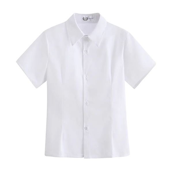 Camisa japonesa faculdade chique casual blusa feminina doce estudante menina camisa branca casual gola de lapela manga curta trabalho escola topos 4xl