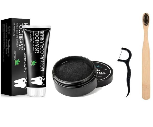 EPACK 100 set di dentifricio in polvere al carbone attivo organico naturale per rimuovere il fumo di tè e caffè macchie gialle alito cattivo6258169