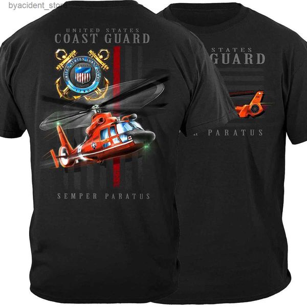 Camisetas masculinas Camiseta de helicóptero com emblema da Guarda Costeira dos Estados Unidos.Verão algodão o-pescoço manga curta camisa masculina novo S-3XL l240304