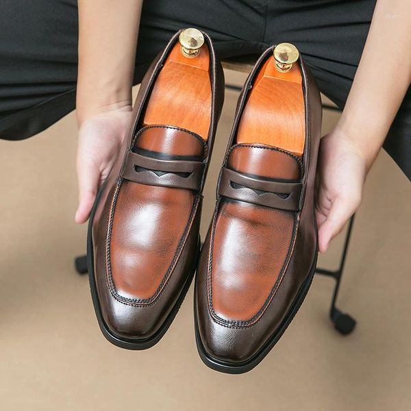 Sapatos de vestido homens dirigindo mocassins confortável deslizamento em oxford casual couro mocassins designer de escritório 38-48