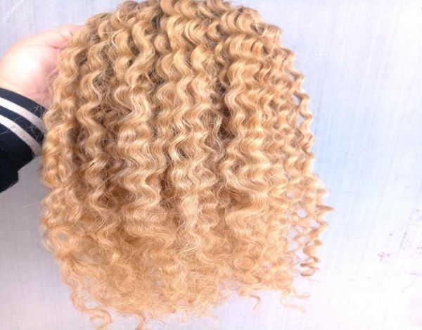 Neu kommen brasilianische menschliche Jungfrau-Remy-gelockte Haarverlängerungen dunkelblond 27-Farben-Haareinschlag 23 Bündel für den ganzen Kopf an5071947