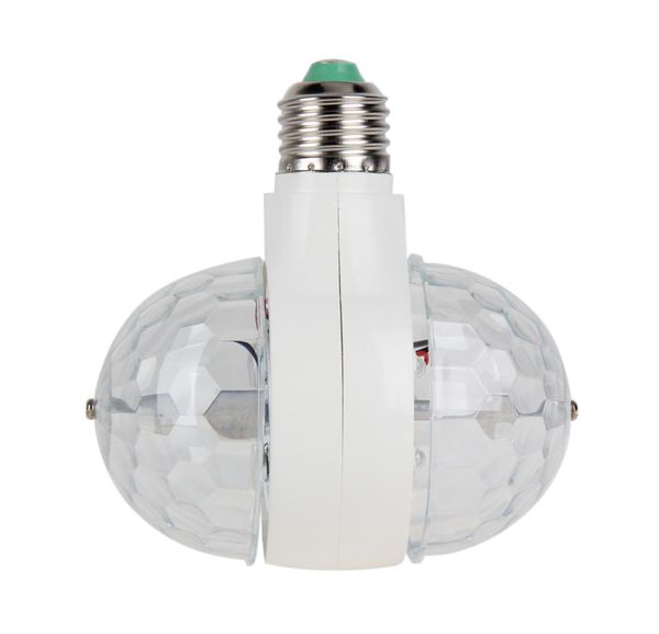 Весь E27B22 Вращающаяся лампа с двойной головкой 6 Вт RGB Светодиодная лампа Шаровой светильник для сцены Дискотека DJ Light RGB Светодиодная лампа AC 85265V1680589