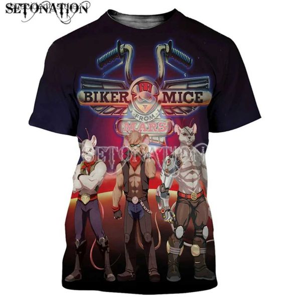 Herren-T-Shirts, Biker-Mäuse vom Mars, Männer/Frauen, neue Mode, coole 3D-gedruckte T-Shirts, lässiges T-Shirt im Harajuku-Stil, Streetwear-Oberteile, Dropshipping L240304