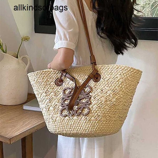 Loewwes Anagrams Basket Spanien Taschen Gleicher Stil Luo Family Grass Woven Damen French Vine Big Vacation Beach One Shoulder Handtasche Rj