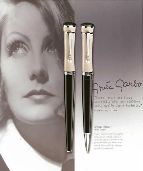 Caneta esferográfica Greta Garbo preta e branca inteira Caneta tinteiro escritório papelaria Promoção Escrever canetas esferográficas2714820