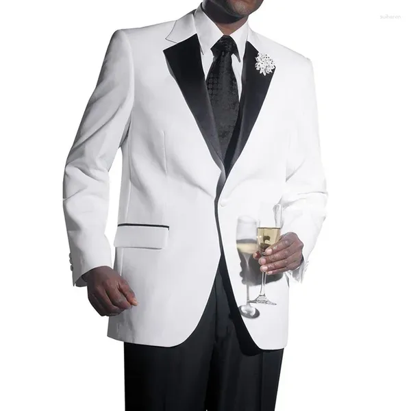 Herrenanzüge Formale Hochzeit Bräutigam Smoking Männer 3 Stück Maßgeschneiderte Männliche Mode Kostüm Jacke Mit Schwarzen Hosen Neuesten Stil 2024