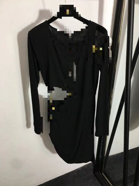 Milan Pist Elbisesi 2024 Siyah Uzun Kollu Mürettebat Boyun İnce Boncuklar Uzun Elbiseler Tatil Vestidos De Festa 3042