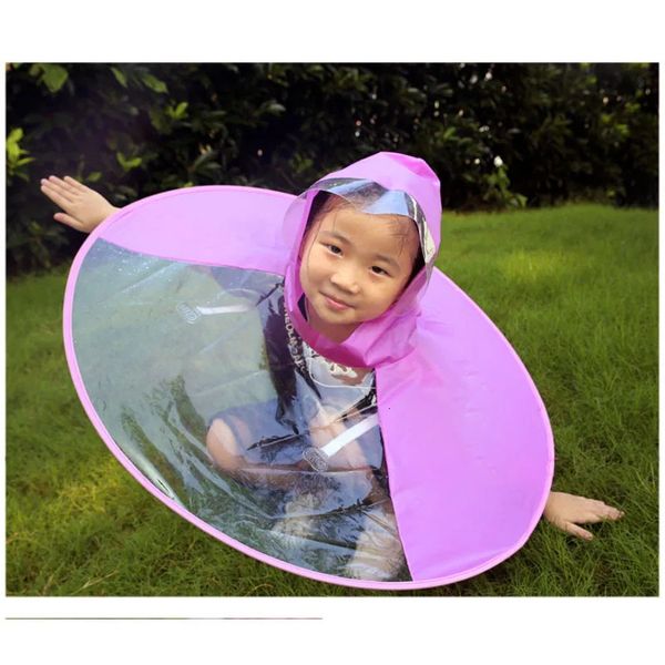 Creativo Per Bambini Copertura Antipioggia Simpatico Cartone Animato Anatra UFO Impermeabile Per Bambini Ragazzi E Ragazze Ombrello Cappello Antivento Poncho Gear 240226