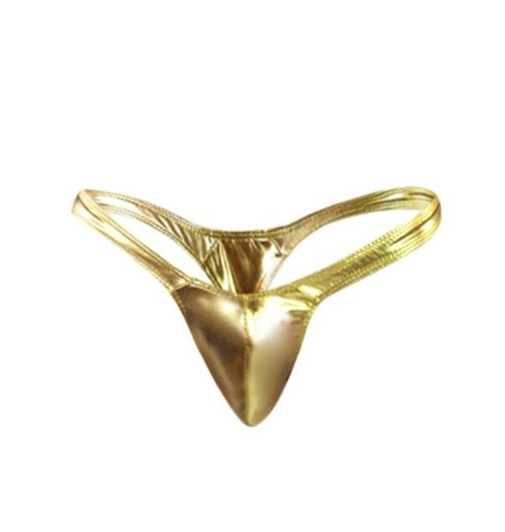 Unterhosen 2021 Männlich Sexy Gold Silber Kunstleder Gstring Slips Gay Höschen Männer Sissy Unterwäsche LowRise Bikinis7907762