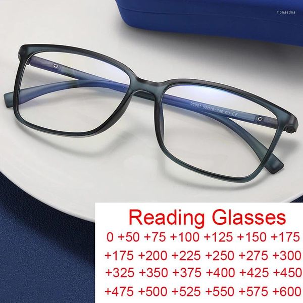 Occhiali da sole alla moda unisex quadrati anti luce blu occhiali da lettura donna uomo ultraleggeri occhiali per computer occhiali ottici finiti Plus