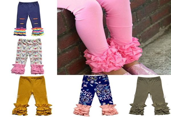 Leggings per bambina da 40 colori Stretti Ringraziamento Halloween Natale Pantaloni con volant stampati solidi Pantaloni lunghi caldi a righe4492925