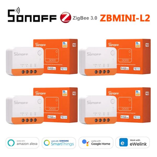 Controllo SONOFF ZigBee ZB MINIL2 Smart Switch fai-da-te Nessun cavo neutro richiesto Modulo di automazione domestica intelligente per Alice Alexa Google Home