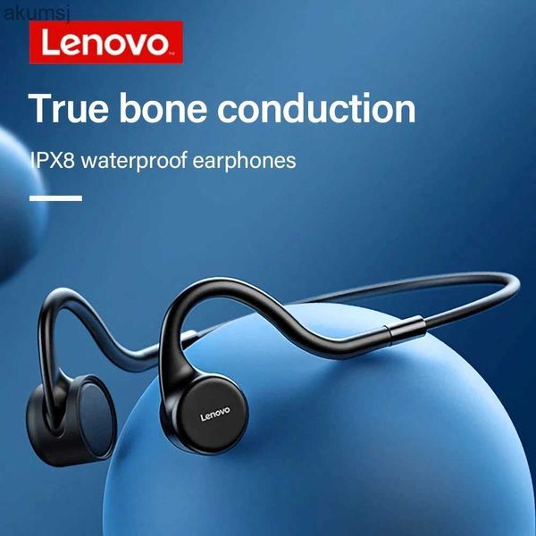 Fones de ouvido de telefone celular Lenovo X4 X5 Fone de ouvido de condução óssea Sport Running IPX8 à prova d'água Bluetooth Fone de ouvido sem fio Fone de ouvido 8GB de armazenamento com microfone YQ240304
