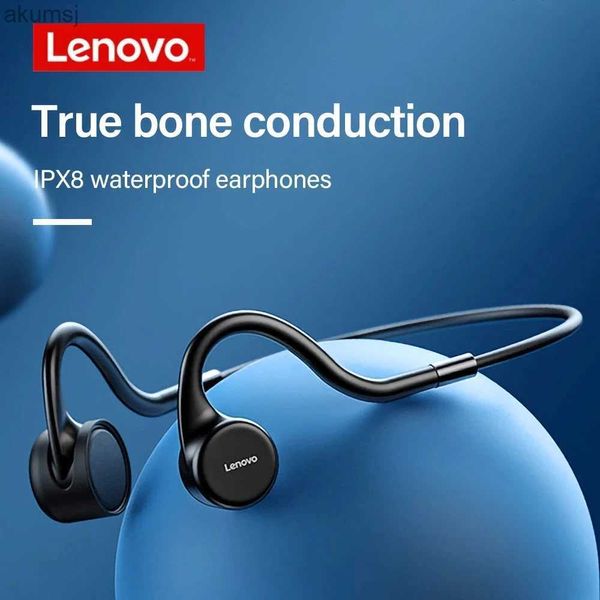 Auricolari per cellulare Lenovo X4 X5 Cuffie a conduzione ossea Sport Corsa IPX8 Auricolare Bluetooth impermeabile Auricolare wireless Memoria da 8 GB con microfono YQ240304