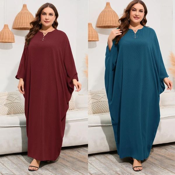 Roupas étnicas Dubai Abaya Mulheres Muçulmanas Bat Manga Solta Maxi Vestidos Turquia Eid Ramadan Party Kaftan Árabe Islâmico Robe Femme Marrocos