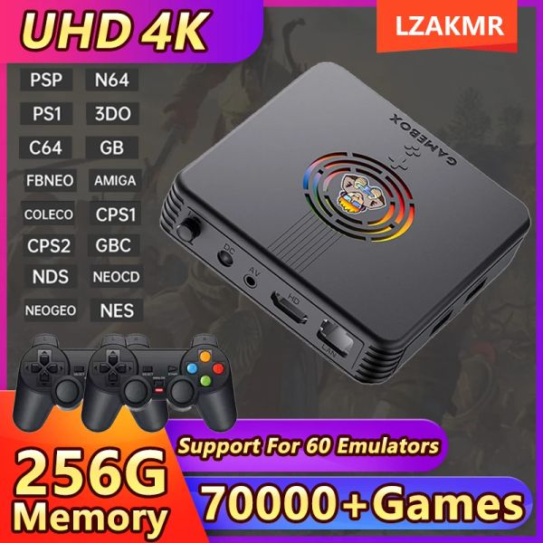 Консоли LZAKMR НОВЫЕ обновления домашней игровой приставки X9 256G 70000+ Поддержка игр 60 эмуляторов 4K HD-дисплей Ретро-консоль для DC PSP Детский подарок