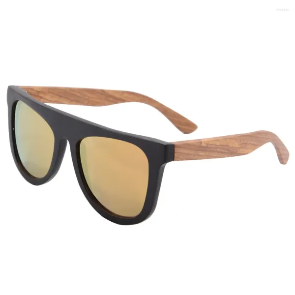 Sonnenbrille Retro Holz Polarisierte Sonnenbrille Ebenholz Holz Männer Frauen Runde Farbtöne mit Box Tuch 6002