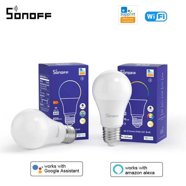 Управление SONOFF B02BLA60/B05BLA60/A19 Wi-Fi Умная светодиодная лампа E27 Лампа RGB с регулируемой яркостью 220 В 240 В Умный дом Управление через приложение EWeLink