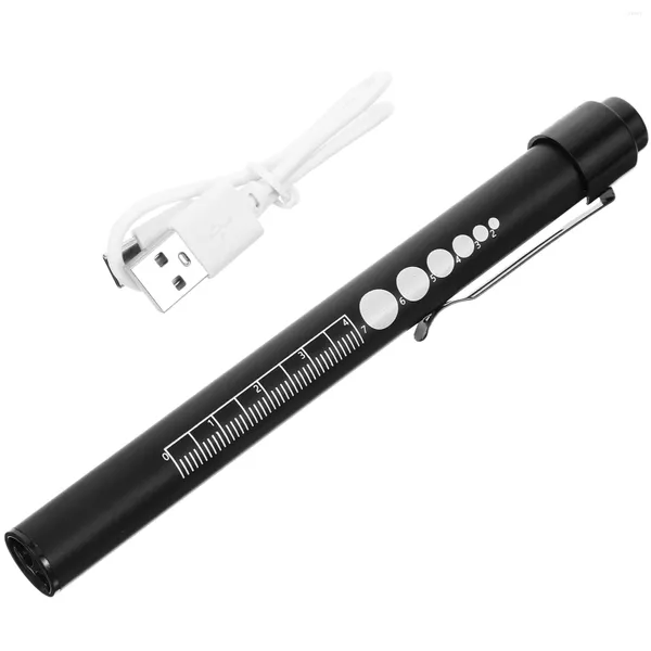Torce elettriche a penna portatile con luce a led ricaricabile con calibro per pupilla e righello