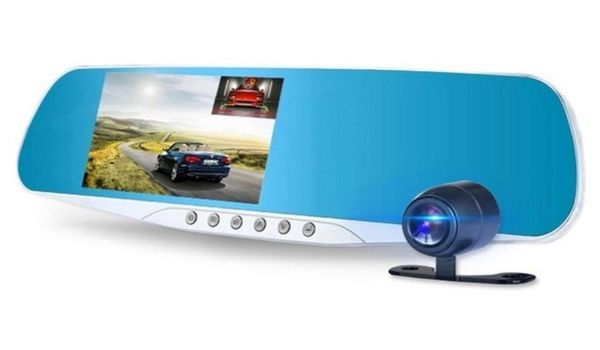 Videoregistratore per parabrezza a specchio per auto DVR 2 canali per veicoli 1080P full HD 43quot visione notturna a 170 ° Gsensor monitor di parcheggio ca3262612