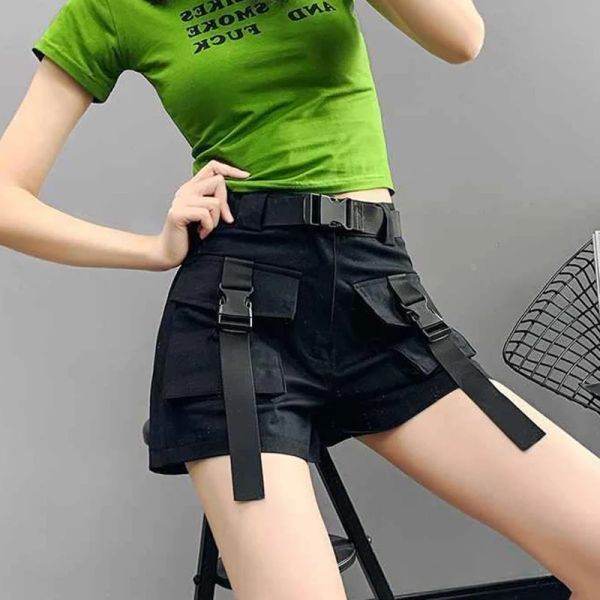 Shorts Lucyever Army Green Cargo Shorts Donne coreano Grandi tasche a vita alta gamba larga donna estate harajuku pantaloni corti casual