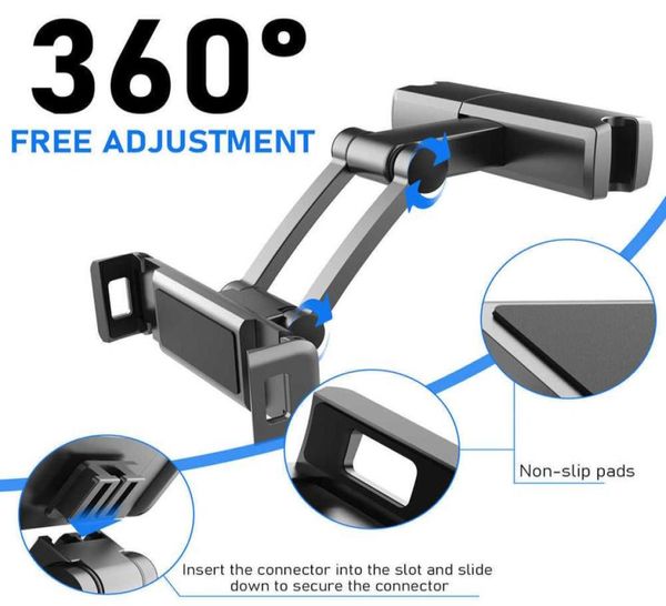 Supporto per cuscino posteriore universale per auto per iPad Tablet da 787 pollici Staffa di rotazione a 360° Sedile posteriore Supporto per auto Poggiamano Soporte Tablet7068785