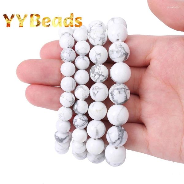 Strand natural branco howlite turquesa contas pedra pulseira artesanal masculino yoga mala jóias para presente feminino 18-19cm