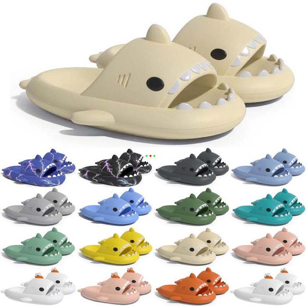 Frete Grátis Designer Shark Slides Sandália GAI Slipper Sliders para Homens Mulheres Sandálias Slide Pantoufle Mules Mens Womens Chinelos Treinadores Sandles Color206