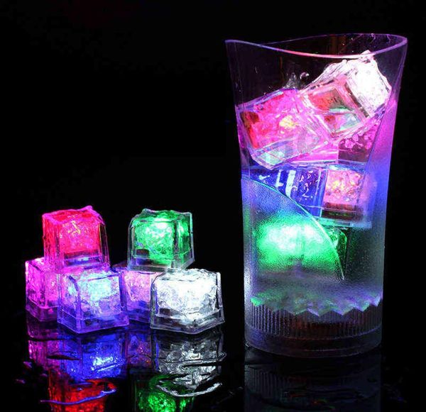 LED Cubi di ghiaccio Incandescente Palla da festa Flash Luce Luminosa Neon Festival di nozze Bar di Natale Decorazione di vetro di vino Forniture VTM TL1424191111