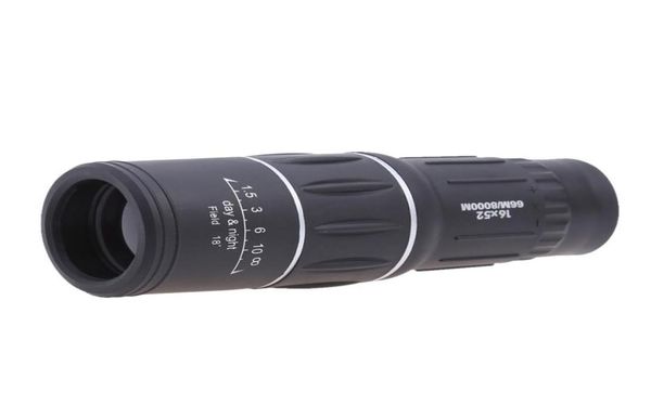 16x52 portátil ao ar livre duplo foco monocular telescópio zoom lente óptica binóculos spotting scope lentes de revestimento black8501894