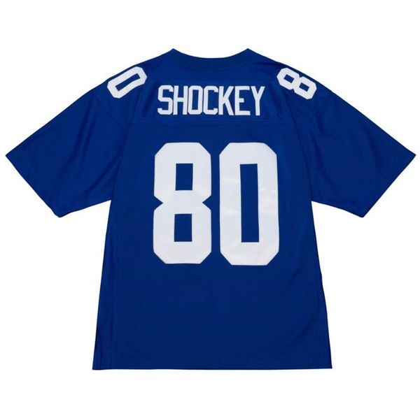 Genähtes Fußballtrikot 80 Jeremy Shockey 2005, blau-weißes Netz, Retro-Rugby-Trikots, Herren, Damen, Jugend, S-6XL