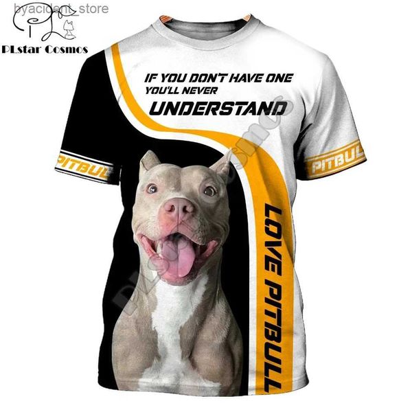 Erkek Tişörtler 2022 Yeni Yaz Hayvan T-shirt Aşk Pitbull Köpek 3d Baskı Erkekler Günlük Kısa Kollu Tişörtler UNISEX STREET TE YOLLAR TX-45 L240304