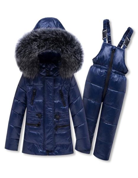 Russo meninos meninas casacos de inverno crianças outerwear com capuz parkas macacão de pele do bebê snowsuit engrossar neve wear macacão roupas terno l9311429
