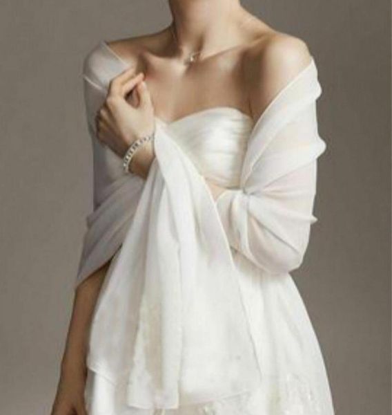 Дешевые 2019 шифоновые свадебные накидки свадебные шаль шарф прикрыть длинные плечи для свадебной одежды дешево 3881627
