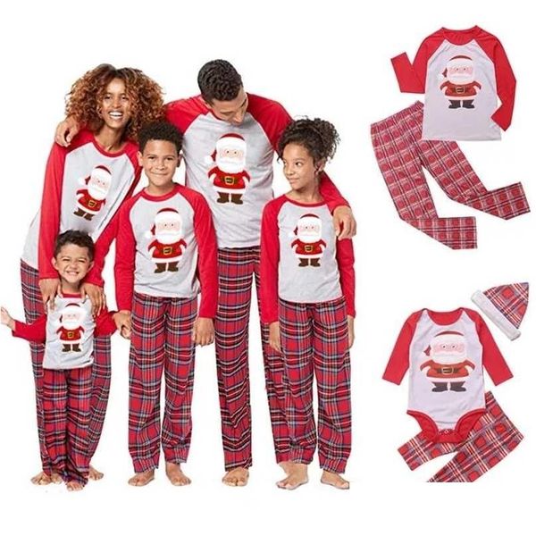 Família natal pijamas combinando roupas conjunto papai noel natal pijamas mãe filha pai filho outfit look pjs 211025 gota entregar dhaue