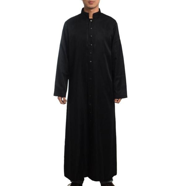 Roman Rahip Cassock Kostüm Katolik Kilisesi Din Adamları Siyah Robe Elbise Din Adamı Seargents Bekar Göğüslü Düğme Yetişkin Erkekler Cosplay2489121