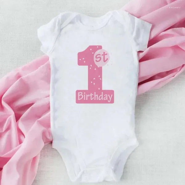 Strampler Baumwolle Baby Mädchen Kleidung 1. Geburtstag Body Weiß Kurzarm Strampler Kleinkind Party Kleidung