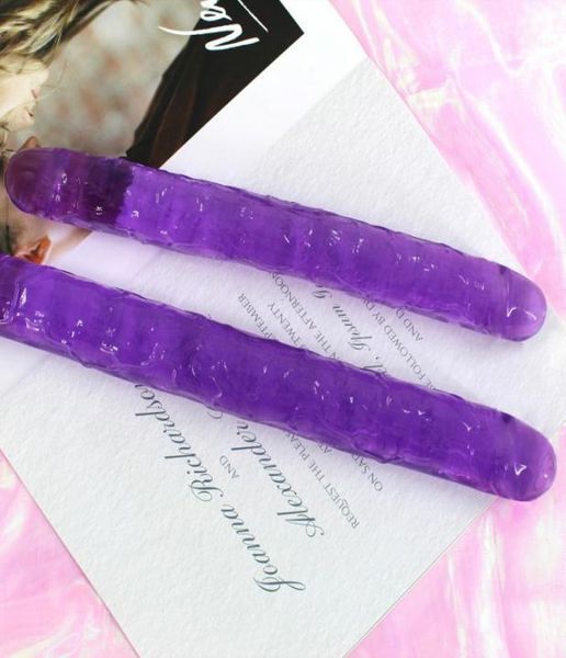 Doppio lungo 34 cm morbido gel di gelatina dildo realistico cazzo lesbiche vaginali plug anale flessibile pene finto per le donne giocattoli sexy8955102