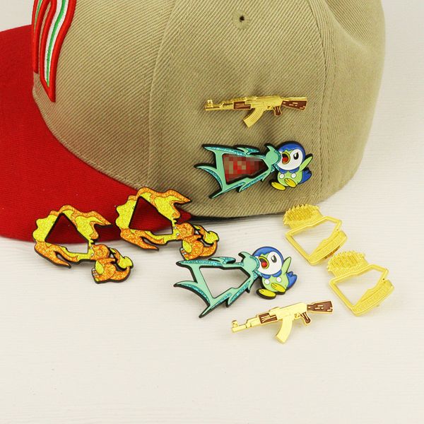 Toptan Pin Şapkalar Beyzbol Futbol Basketbol Şapkası Pimleri Moda Retro Dekorasyon Karikatür Pin Pırıl Pırıl Boya Yaratıcı Emaye