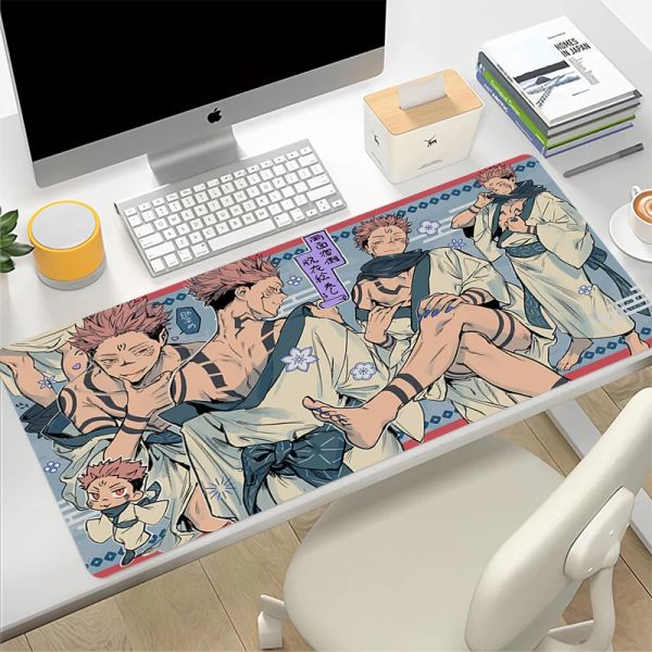 Almofadas 40x90cm Hot Anime Jujutsu Kaisen Grande Mouse Pad Ryomen Sukuna MousePads Computador Gaming Acessórios Periféricos Tapete de Mesa XXL