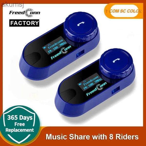 Handy-Kopfhörer Freedconn Bluetooth-Motorrad-Gegensprechanlage Helm-Headset Musik teilen Motor-Kopfhörer 8 Fahrer-Kommunikator-Gegensprechanlagen für Motorräder YQ240304